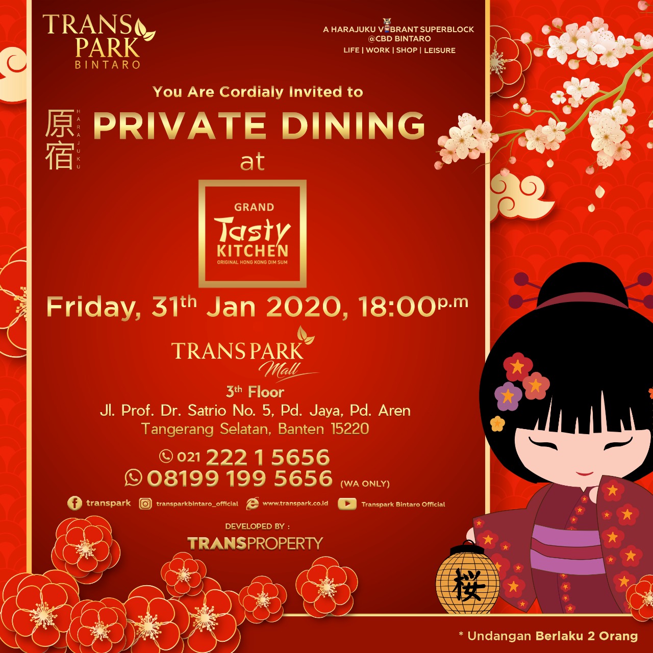 Private Dining at Tasty Kitchen 31 Januari 2020